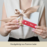 Keycharm Classic Grained Leather | Scarlet & Gold