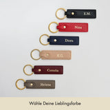 Keycharm Classic Grained Leather | Scarlet & Gold