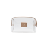 Kosmetiktasche Genarbtes Leder | Beige & Gold