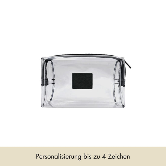 Kosmetiktasche genarbtes Leder | Schwarz & Silber