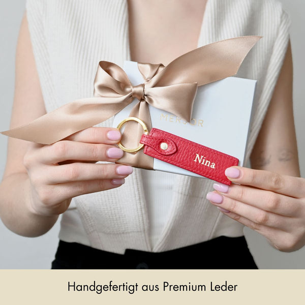 Schlüsselanhänger Classic genarbtes Leder | Scarlet & Gold