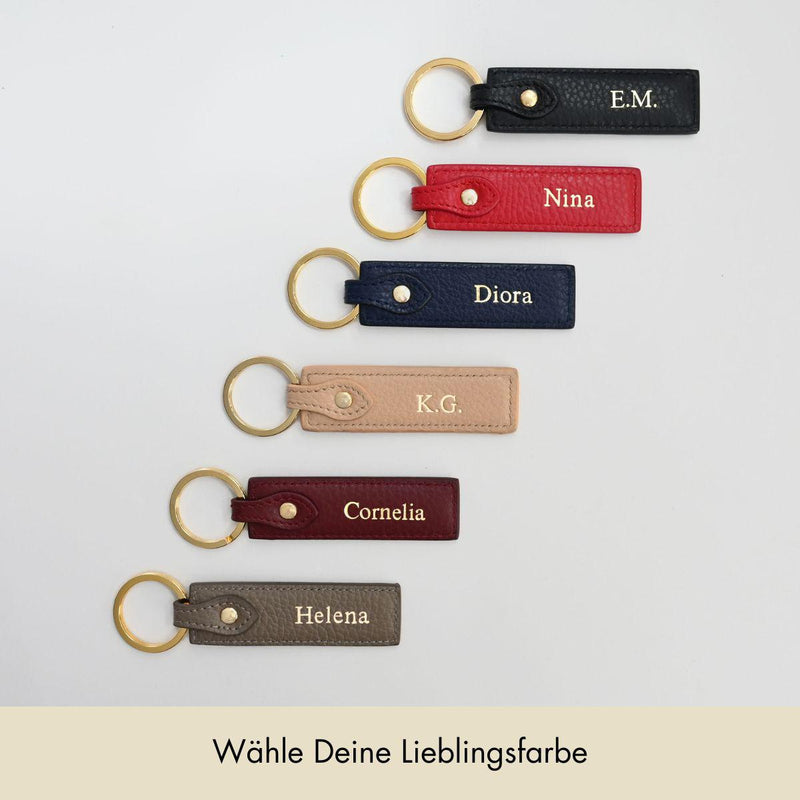 Schlüsselanhänger Classic genarbtes Leder | Scarlet & Gold