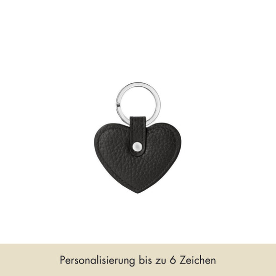 Keycharm Heart Grained Leather | Black & Silver